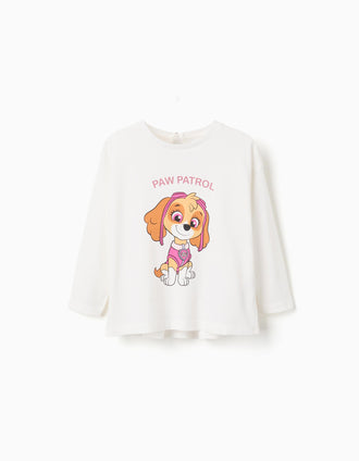 Camiseta de algodón con estampado Skye para bebé niña, blanco