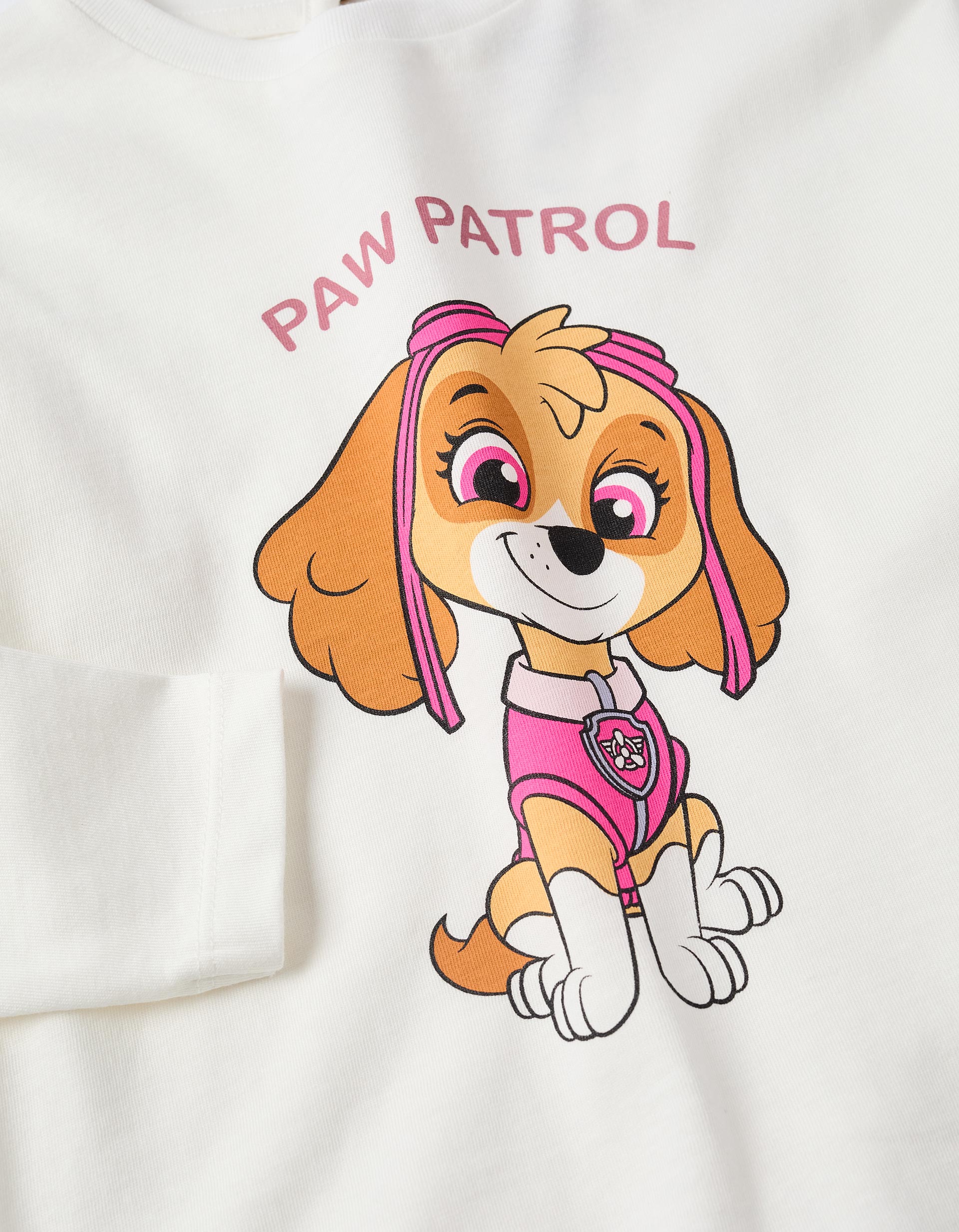 Long sleeve T-shirt with Skye print for baby girls, white
