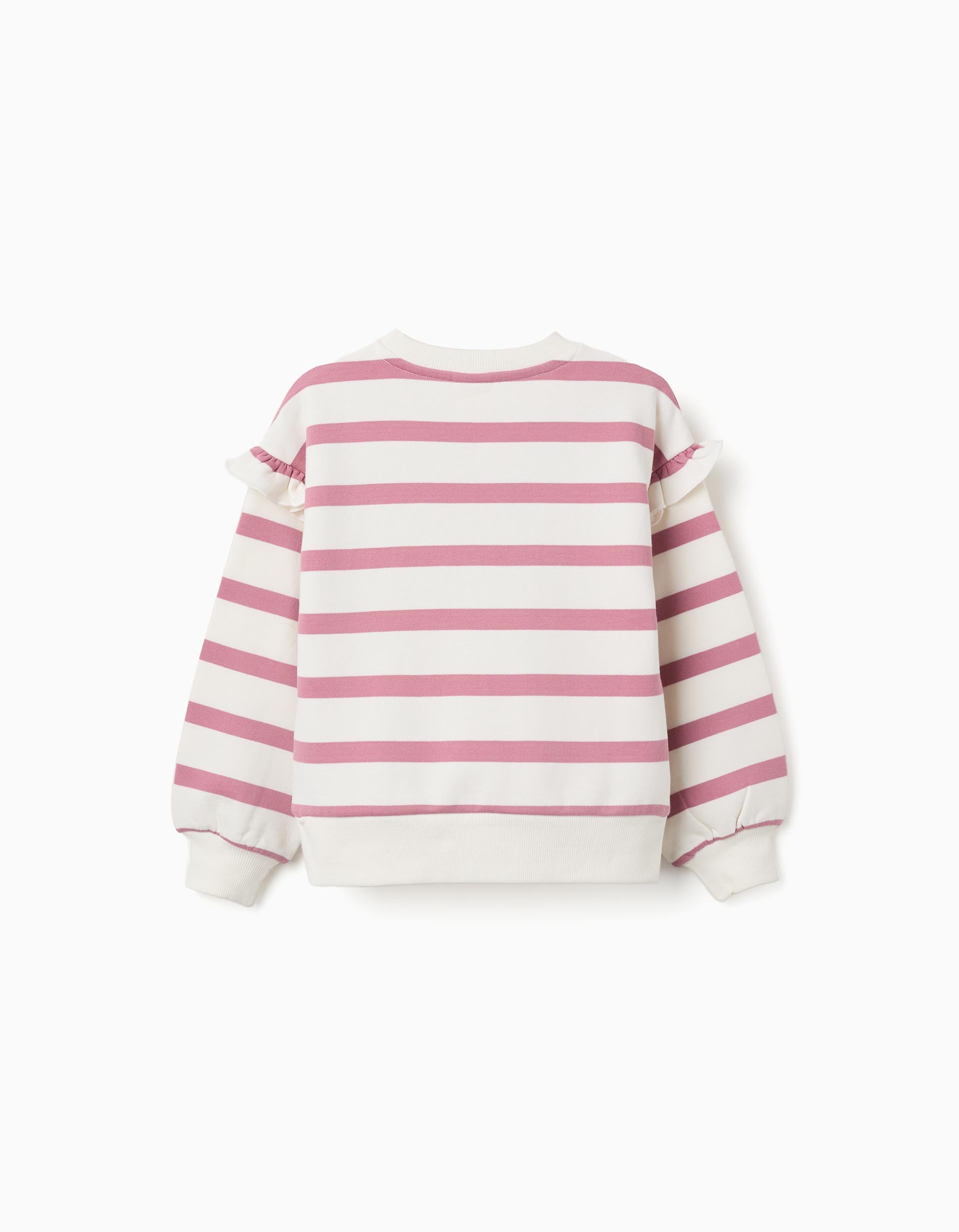 Sweat en coton peigné à rayures et imprimé Stitch pour fille, rose/blanc