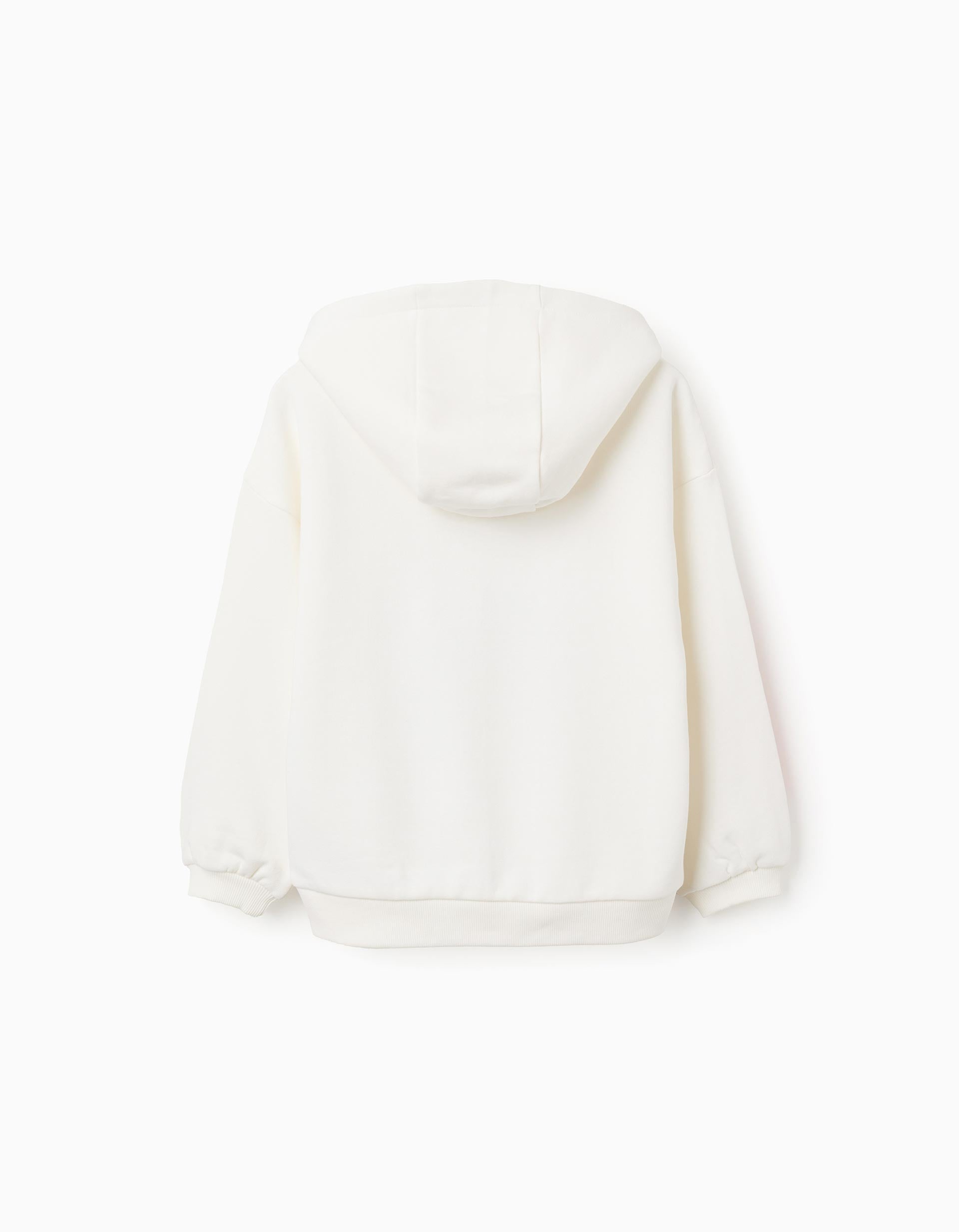 Brushed hooded sweatshirt with Stitch prints for girls, white