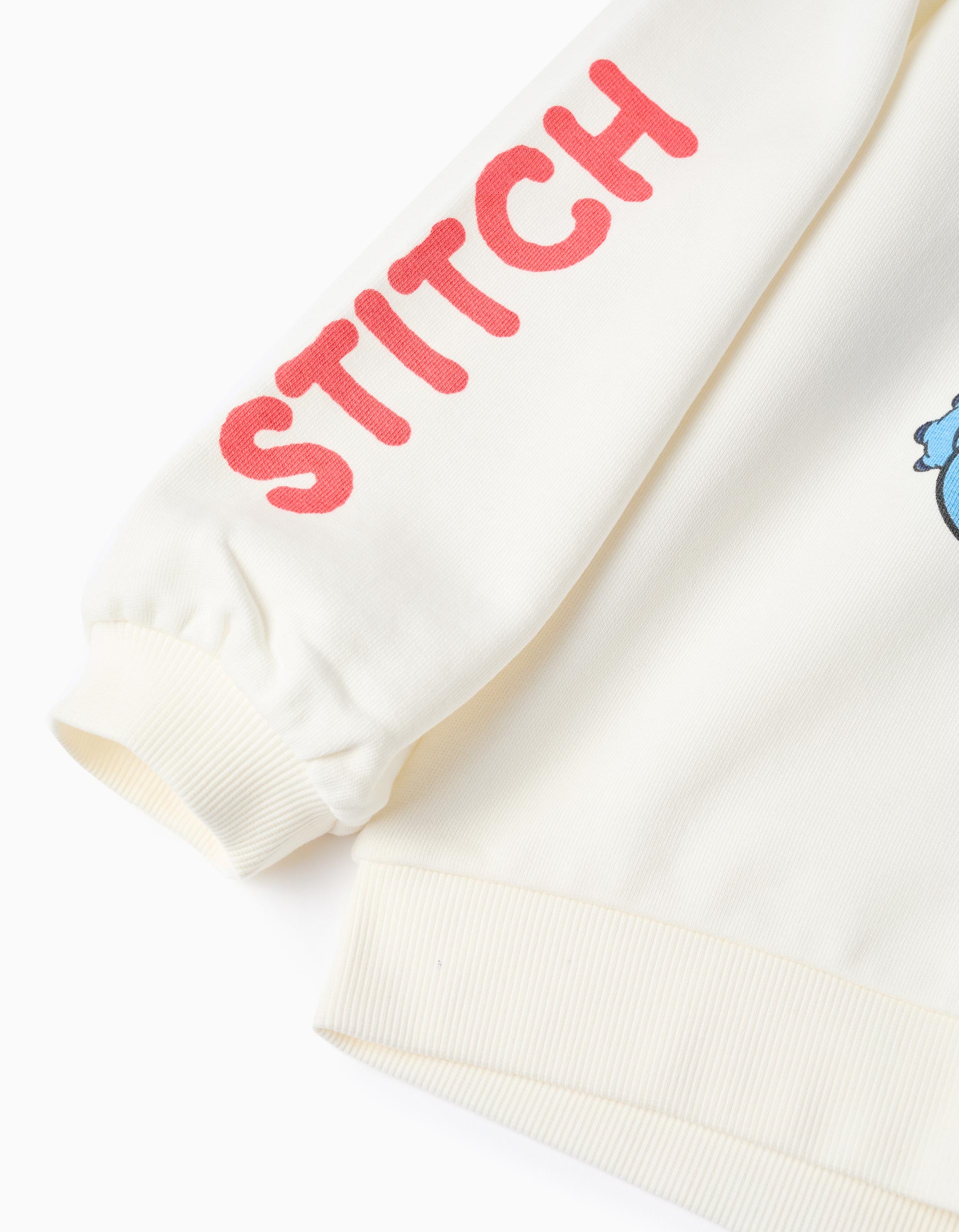 Brushed hooded sweatshirt with Stitch prints for girls, white