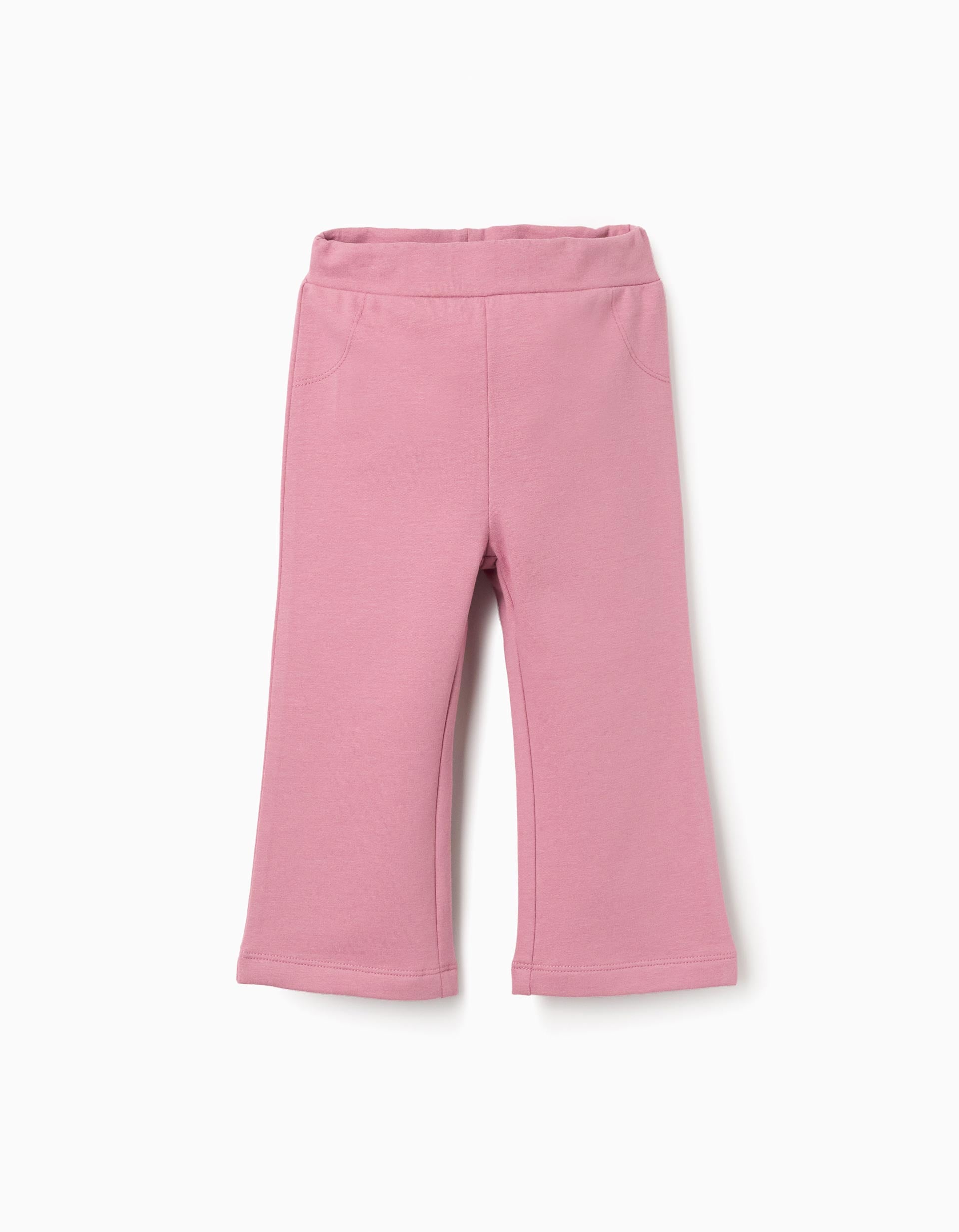 Leggings cardadas à boca de sino para bebé menina, rosa