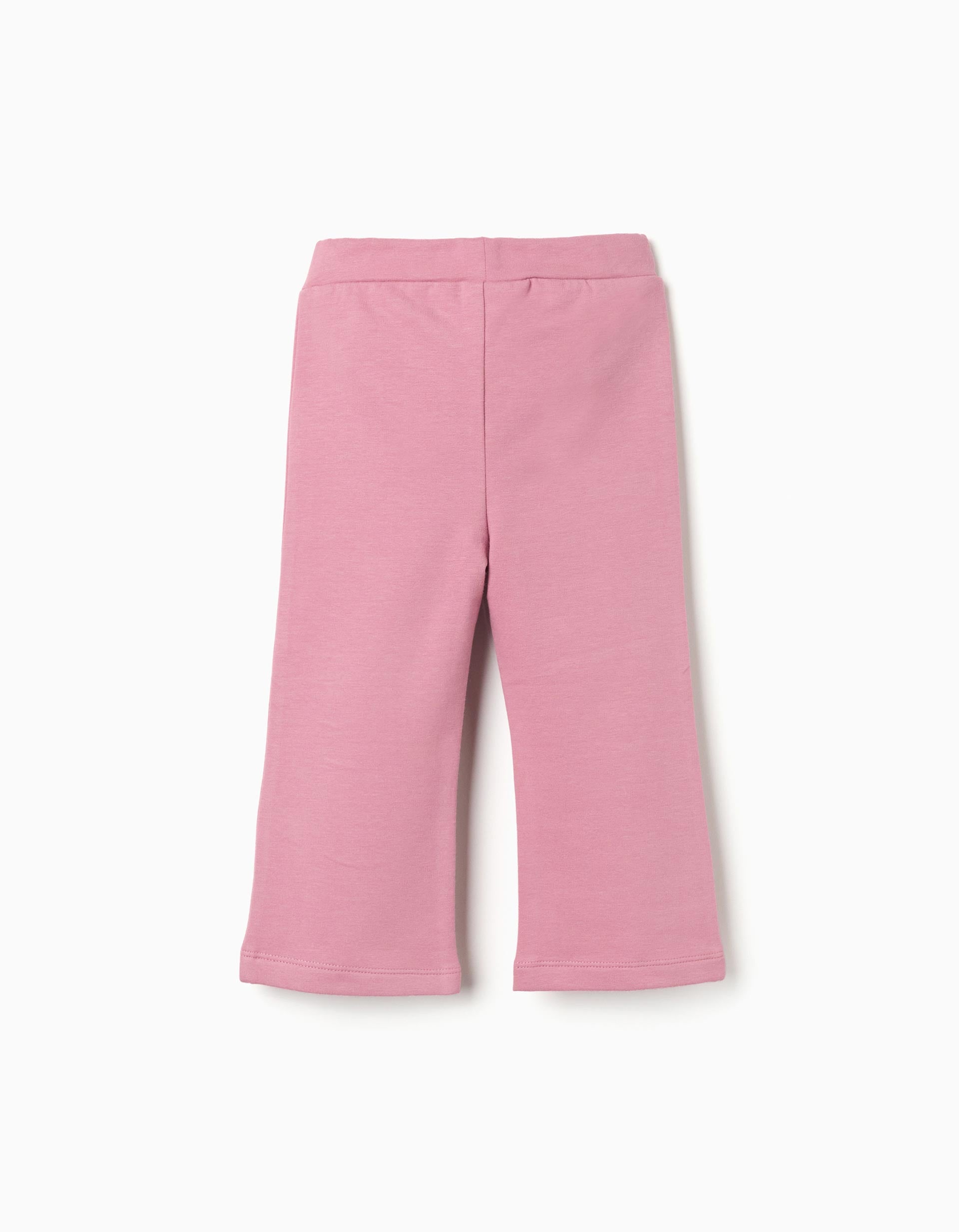 Leggings cardadas à boca de sino para bebé menina, rosa