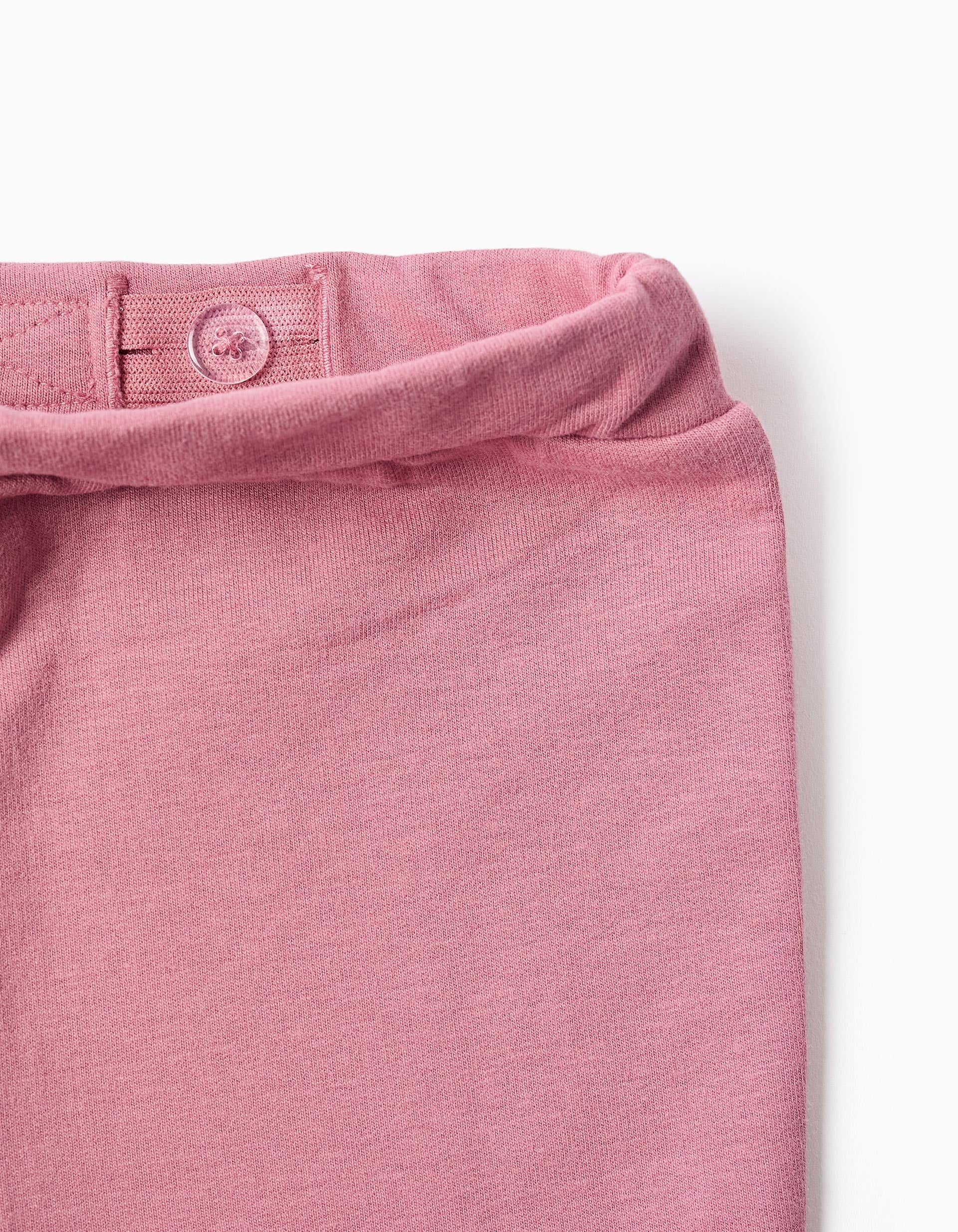 Leggings cardadas à boca de sino para bebé menina, rosa