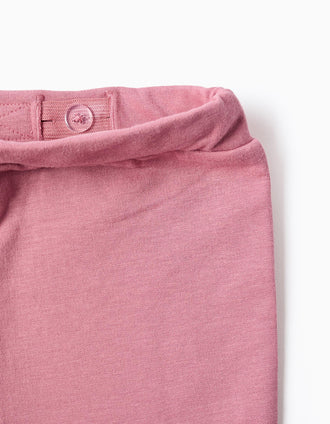 Leggings cardadas à boca de sino para bebé menina, rosa