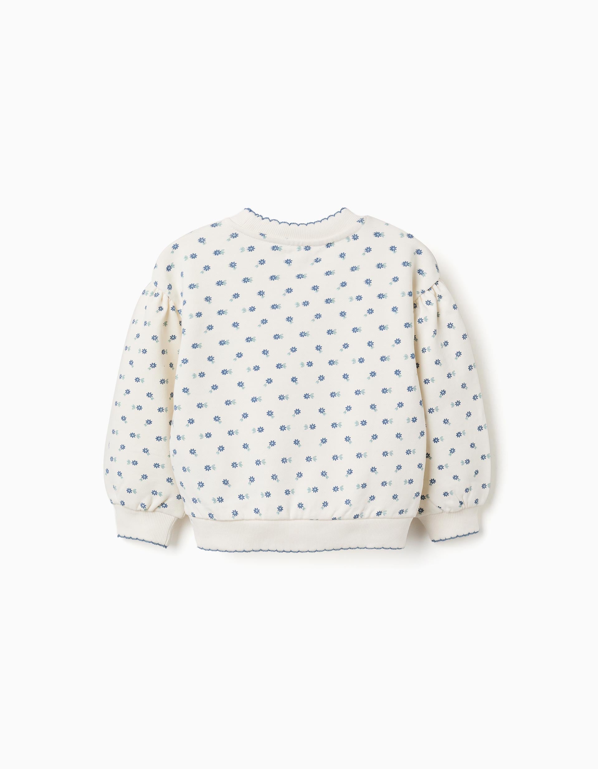Sweat en coton à motif floral pour fille, blanc/bleu