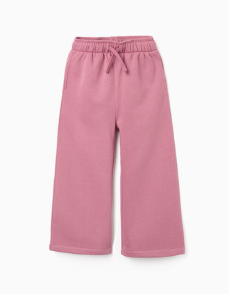 Pantalón perchado wide leg con cordón para niña, rosa