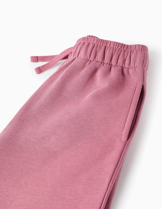 Pantalón perchado wide leg con cordón para niña, rosa