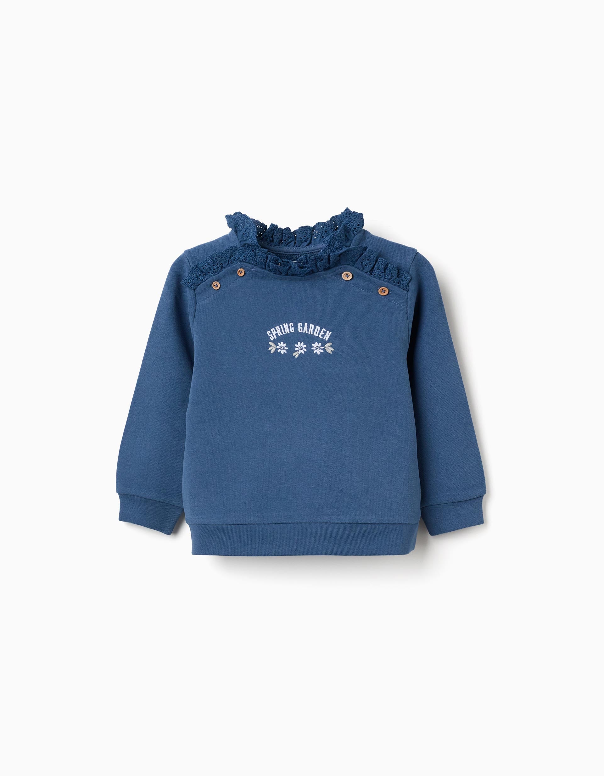 Sweat en coton avec broderie Spring Garden pour fille, bleu