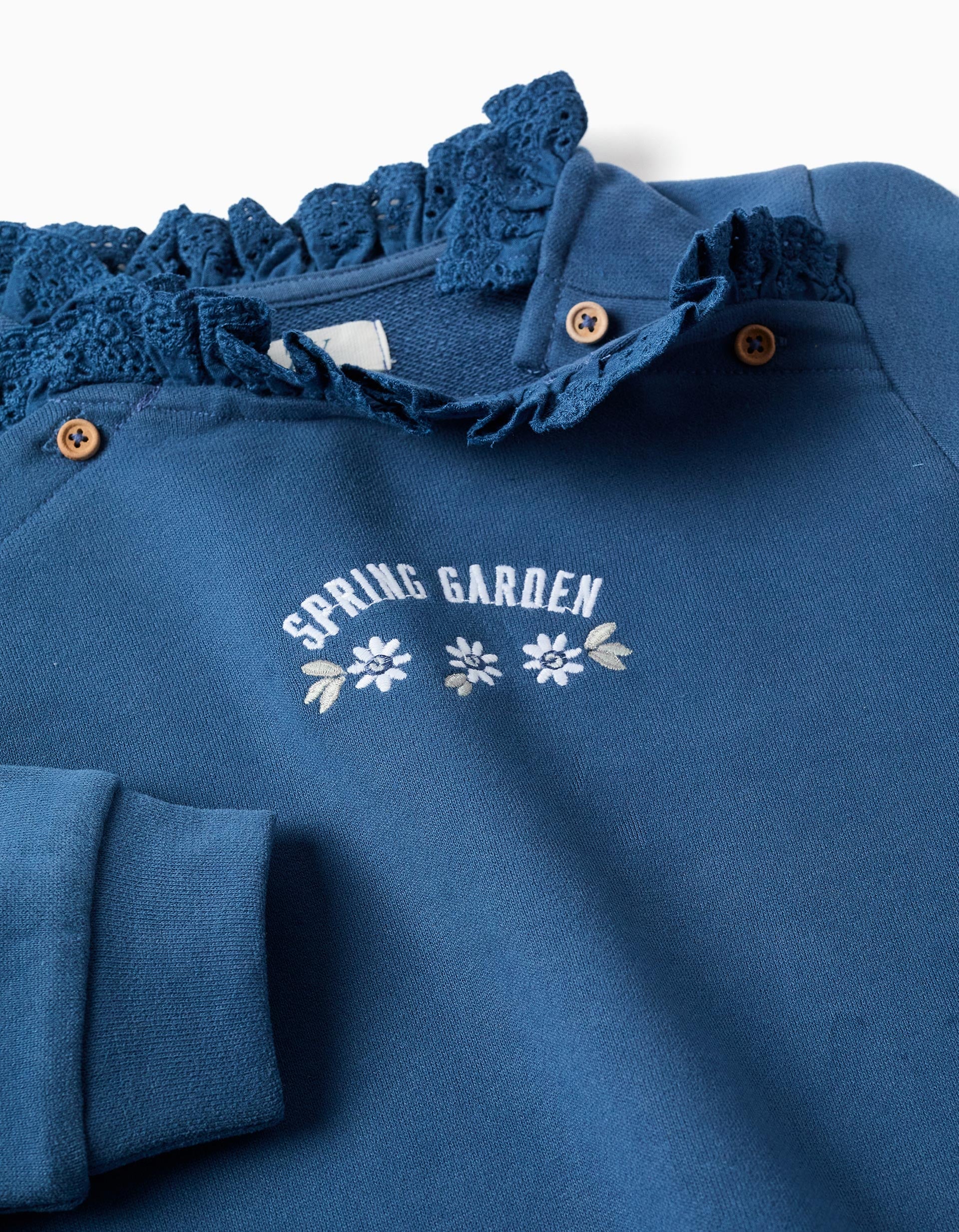 Sweat en coton avec broderie Spring Garden pour fille, bleu