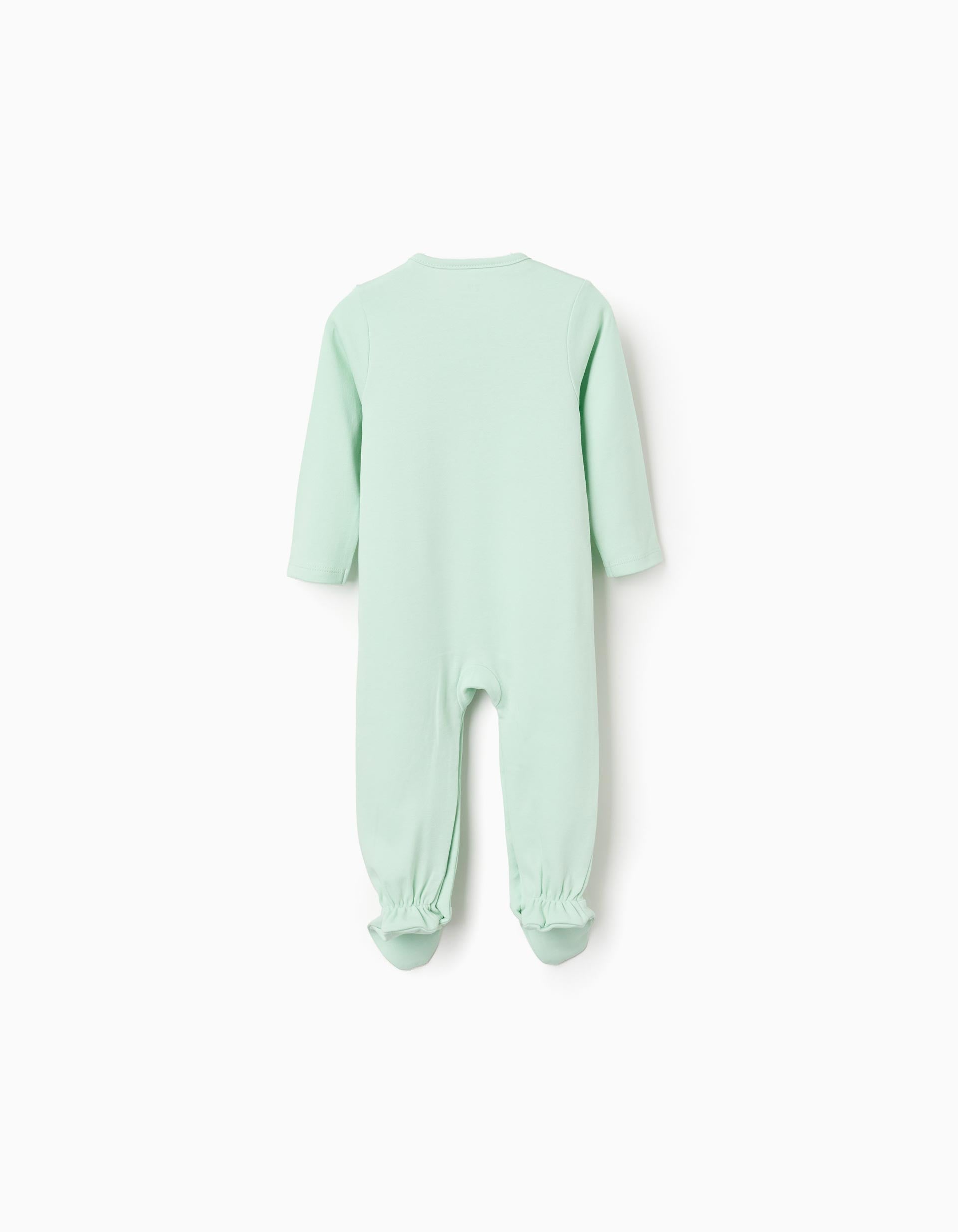 Babygrow de algodão com estampado para recém-nascida e bebé, verde-claro
