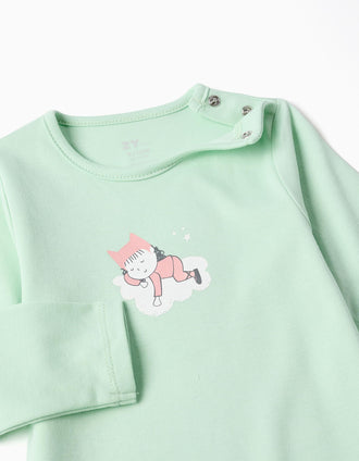 Pelele de algodón con estampado para recién nacida y bebé, verde claro