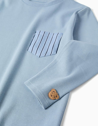 Long sleeve cotton pyjamas with stripes for boys, blue/white