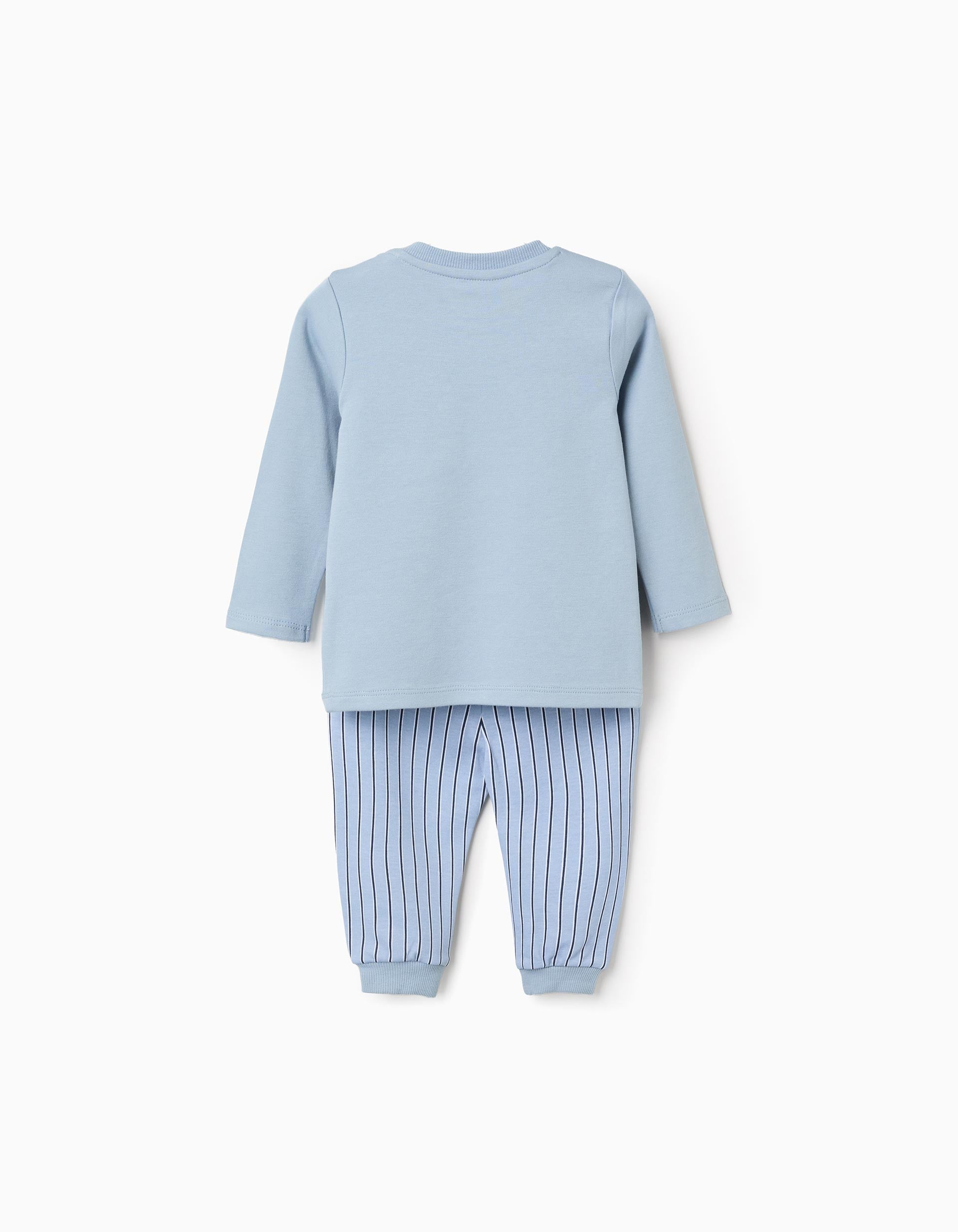 Pijama de manga larga a rayas para recién nacido y bebé, azul/blanco
