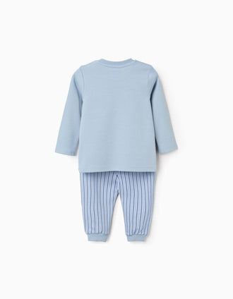 Long sleeve pyjamas with stripes for newborn and baby boys, blue/white