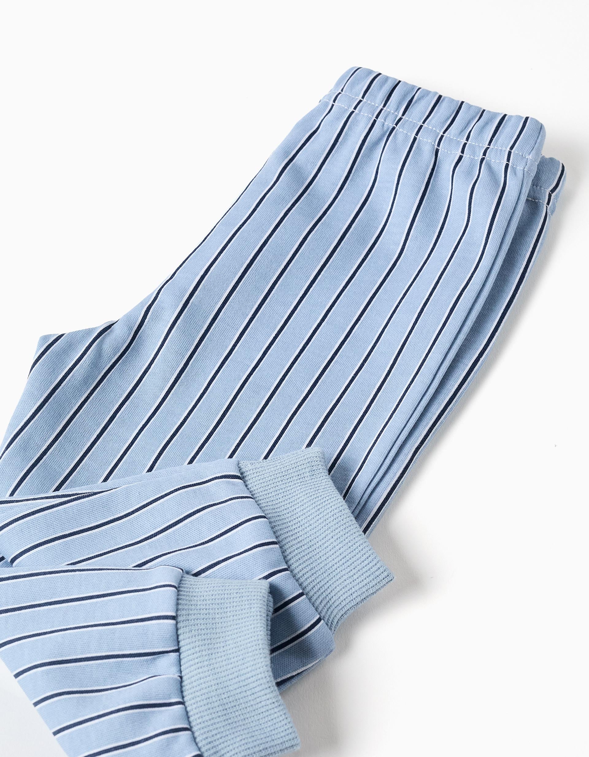 Pijama de manga larga a rayas para recién nacido y bebé, azul/blanco