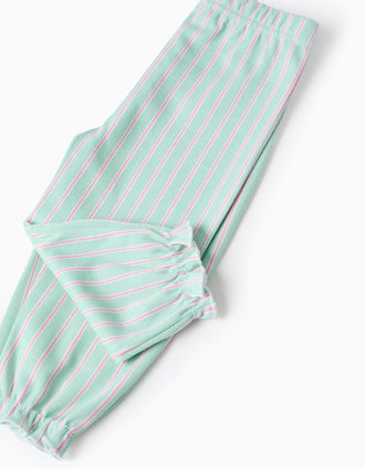 Long sleeve pyjamas with stripes for newborn and baby girls, green/pink