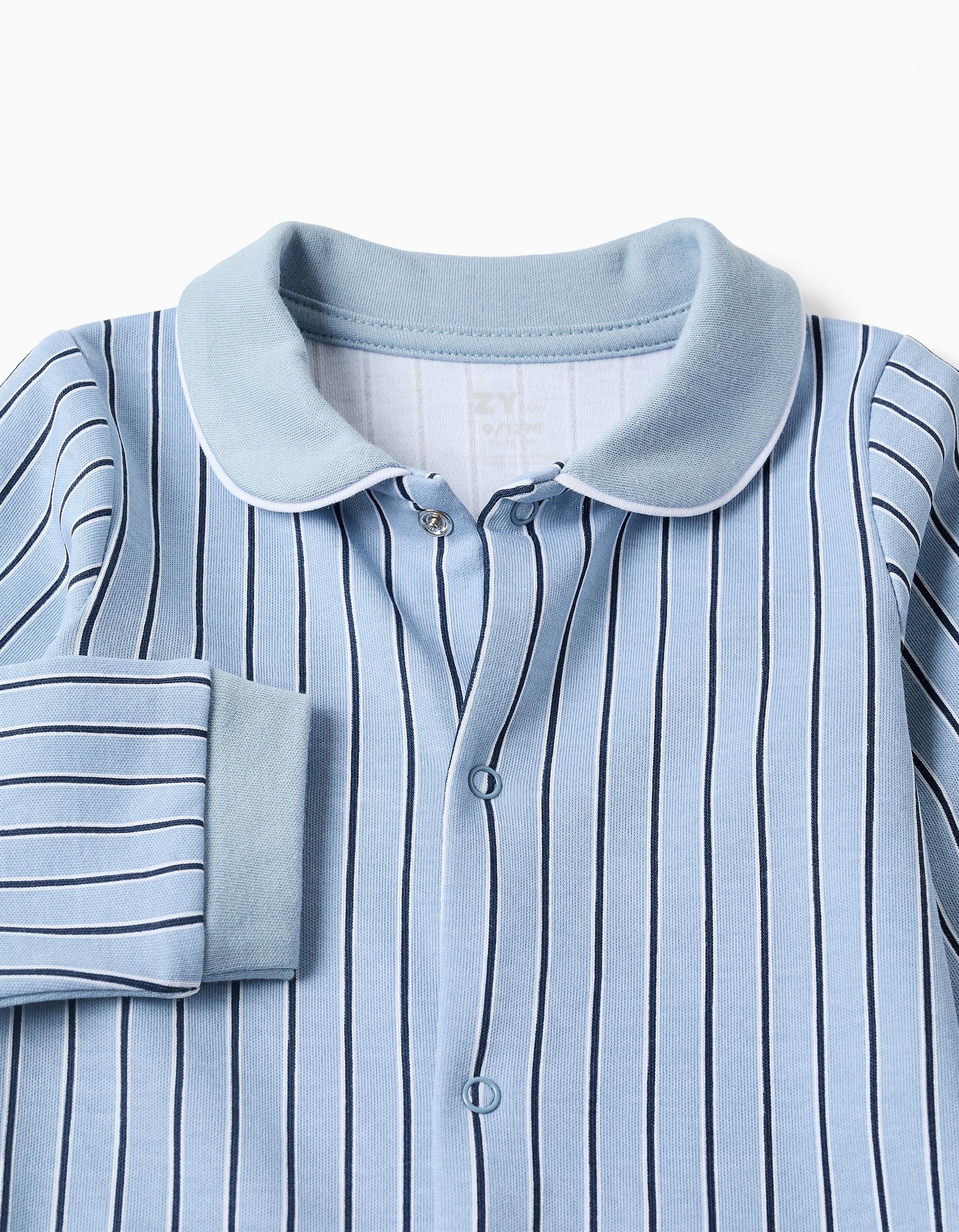 Pelele de algodón a rayas para recién nacido y bebé, azul/blanco