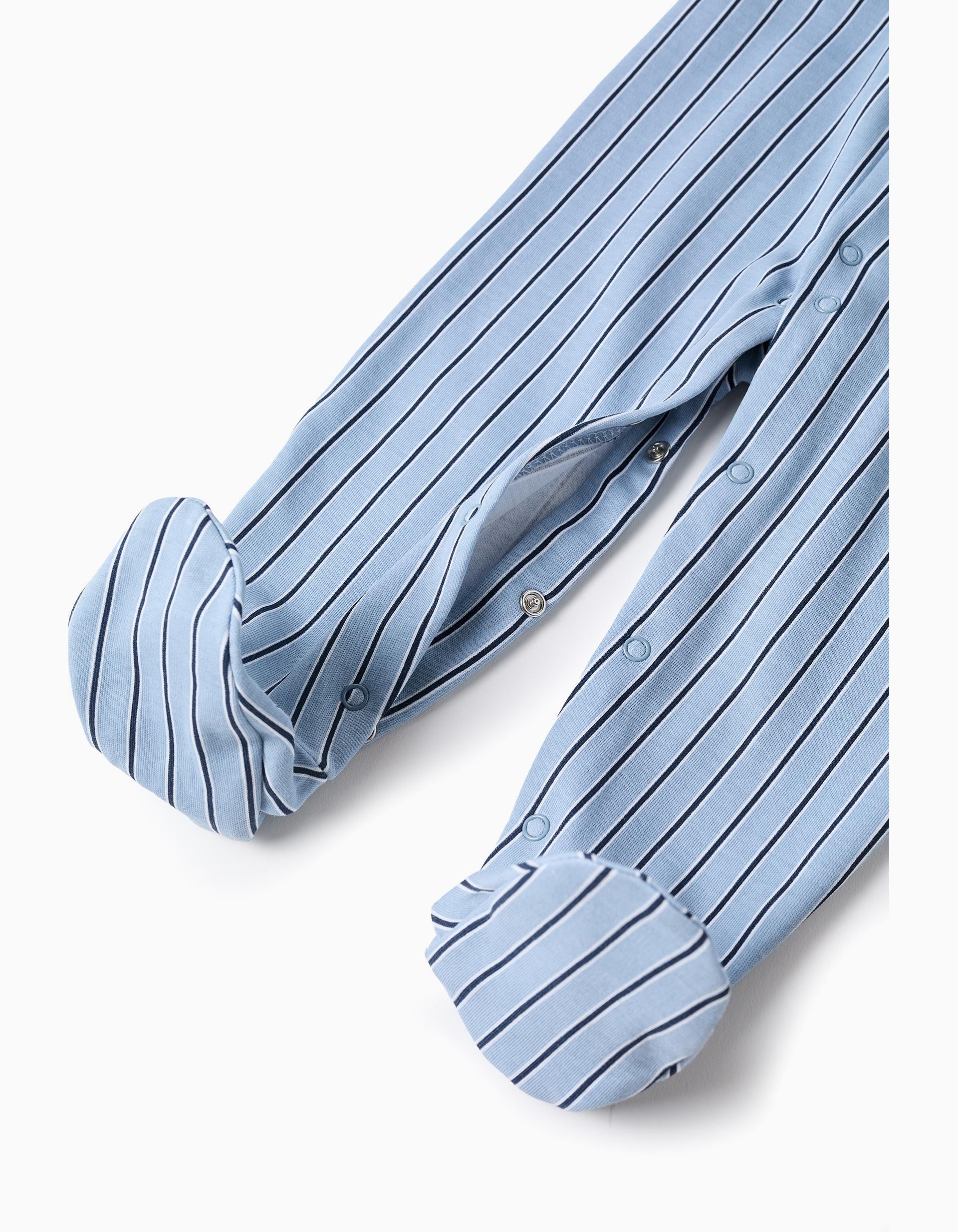 Pelele de algodón a rayas para recién nacido y bebé, azul/blanco