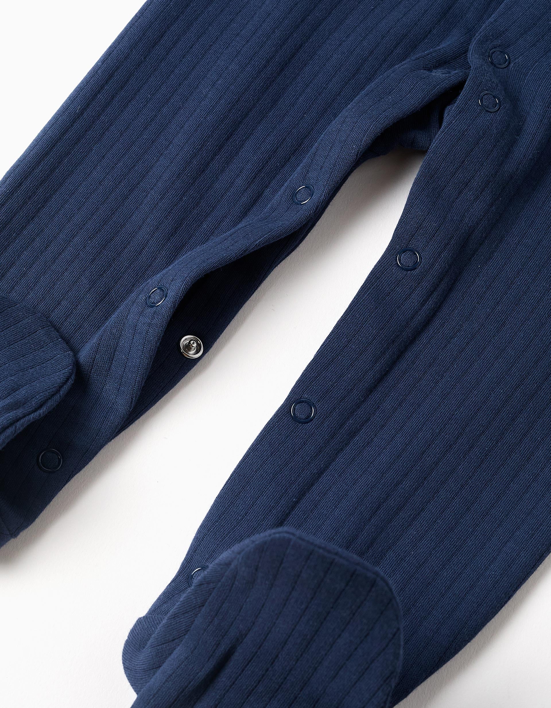 2 peleles de algodón acanalados/estampados para recién nacido y bebé, azul