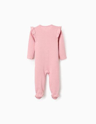 Pack of 2 cotton babygrows for newborn and baby girls, pink/white