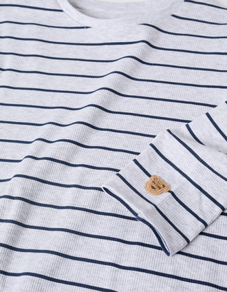 Long sleeve ribbed pyjamas with stripes for boys, grey/blue