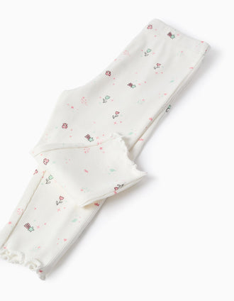 Long sleeve pyjamas with flowers and stars for newborn and baby girls, white