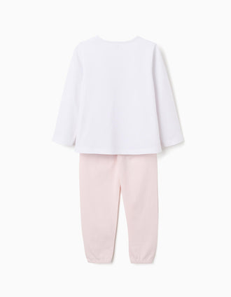 Long sleeve pyjamas with Super Power Girls print for girls, light pink