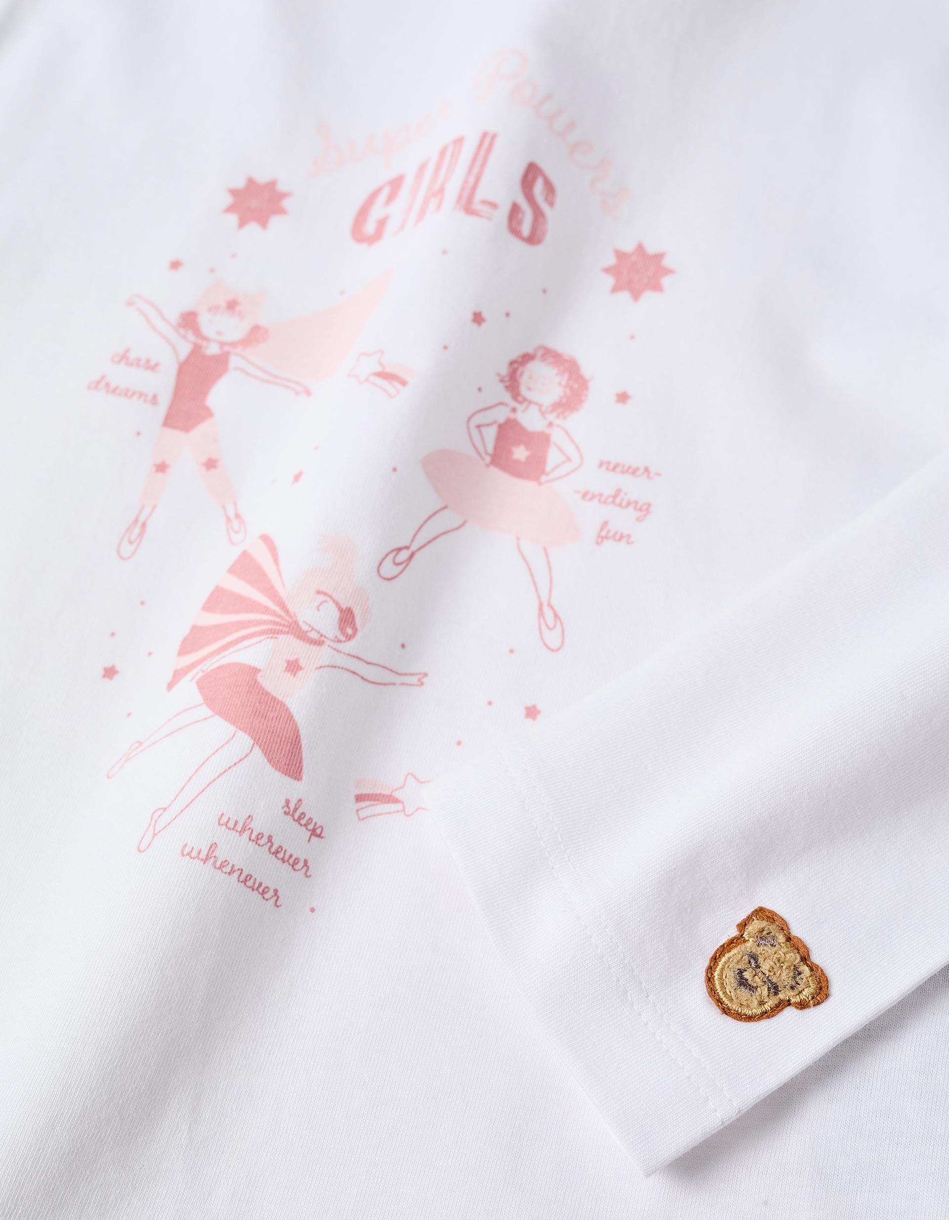 Pyjama à manches longues et imprimé Super Power Girls pour fille, rose