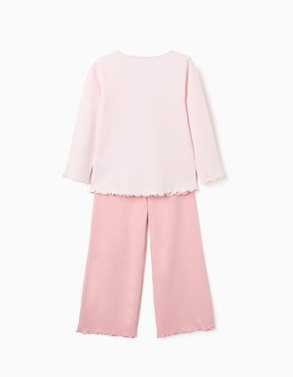 Long sleeve cotton pyjamas with Superhero print for girls, pink