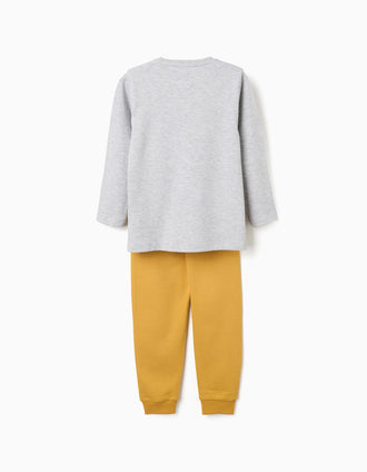 Pyjama long en coton avec imprimé Nap Ninja pour garçon, gris/jaune