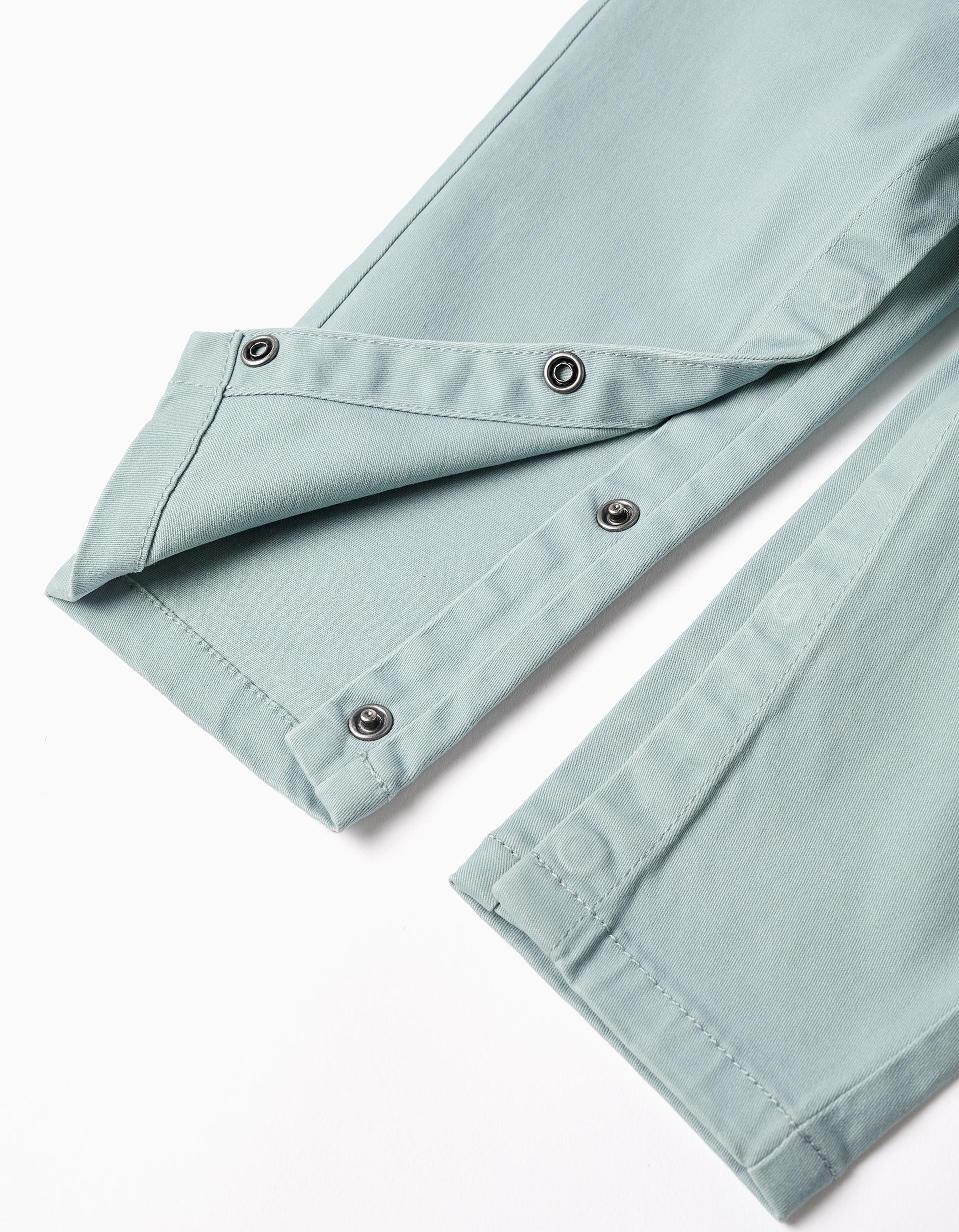 Jardineiras de sarja com alças ajustáveis para bebé menino, verde-claro