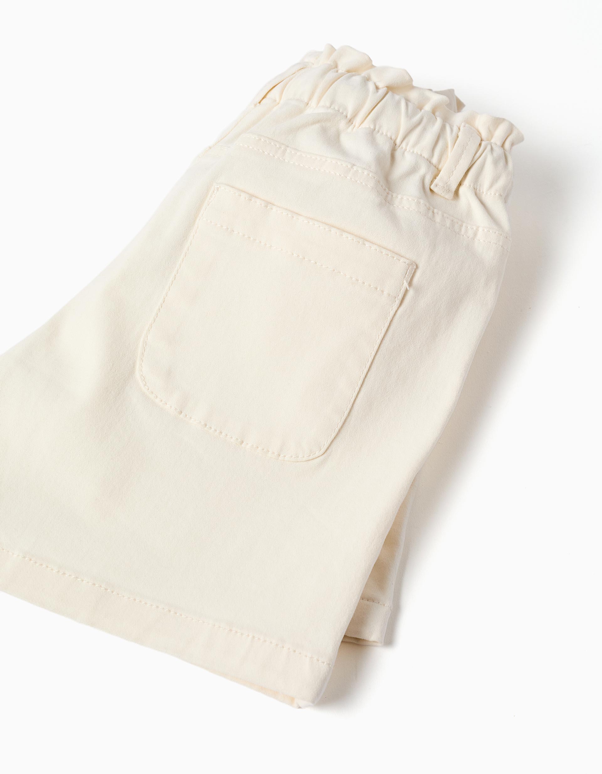 Twill paperbag shorts with decorative studs for girls, white