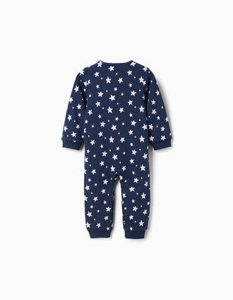 Pelele con motivo de estrellas para recién nacido y bebé, azul oscuro