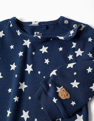 Pelele con motivo de estrellas para recién nacido y bebé, azul oscuro