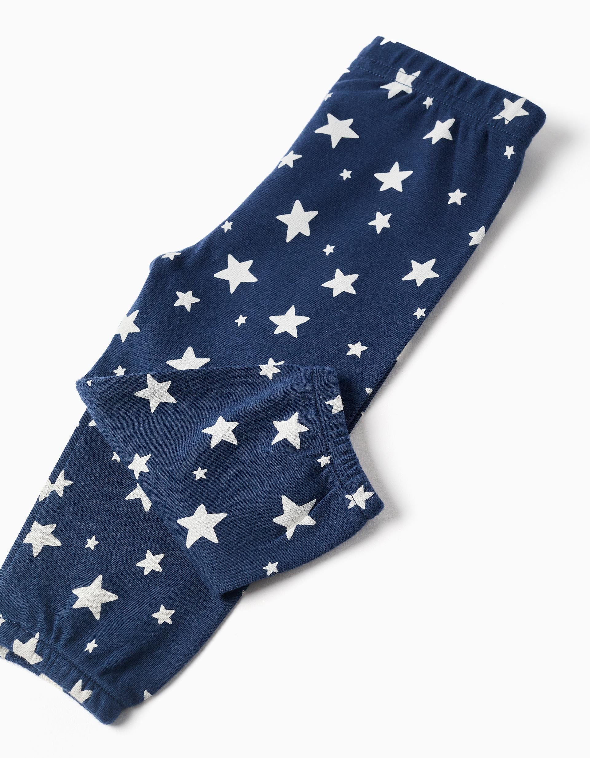 Pijama largo con estrellas para y bebé, blanco/azul