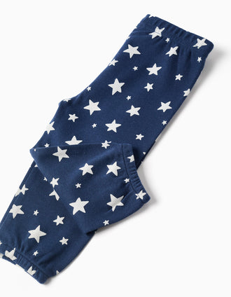 Long sleeve pyjamas with star motif for baby boys, white/blue