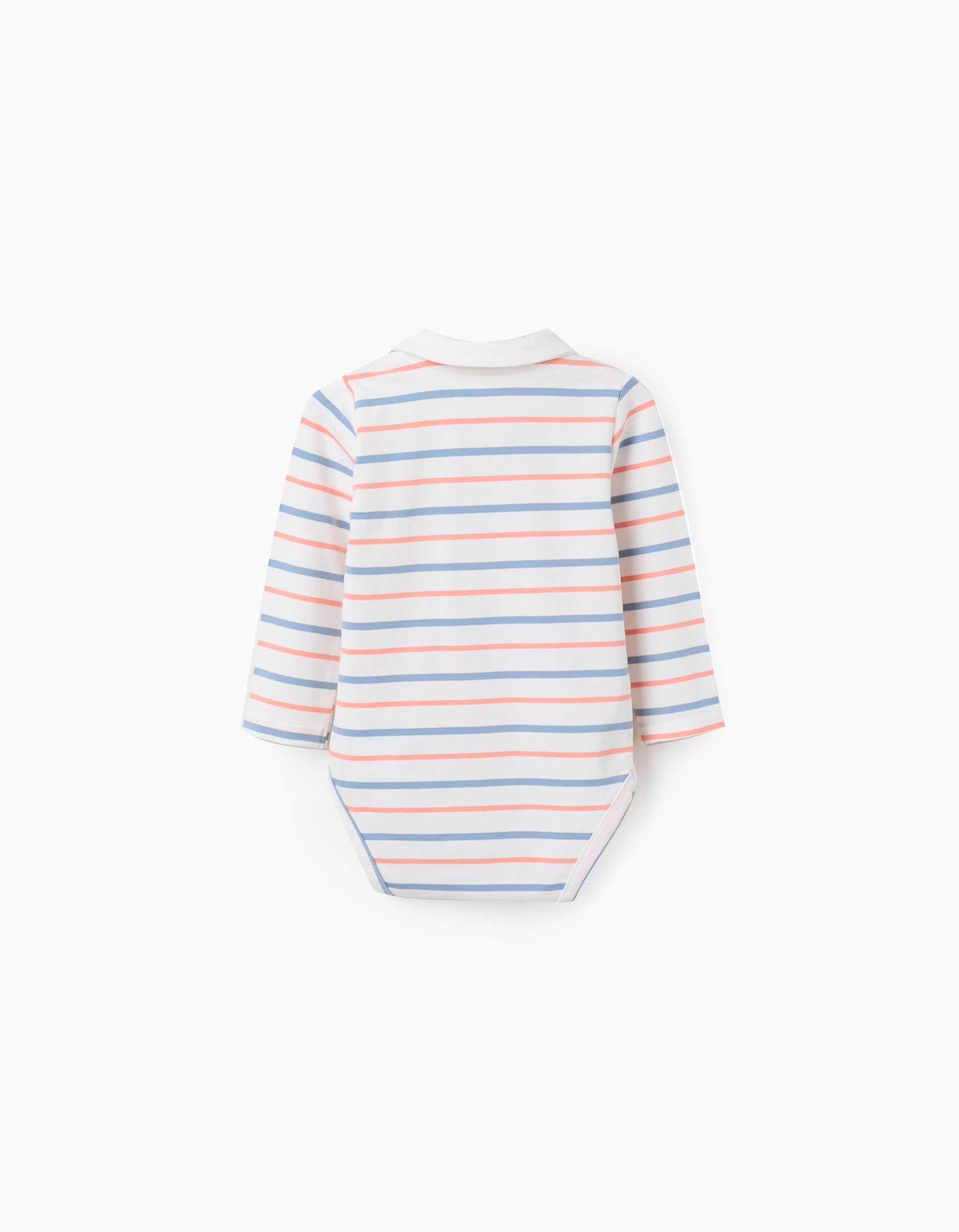 Body à manches longues et rayures pour nouveau-né, blanc/orange/bleu