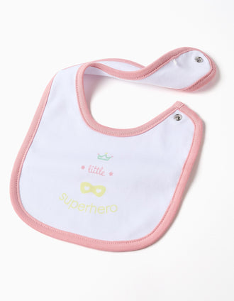 Pijama de algodón + babero para recién nacida y bebé, blanco/amarillo/rosa