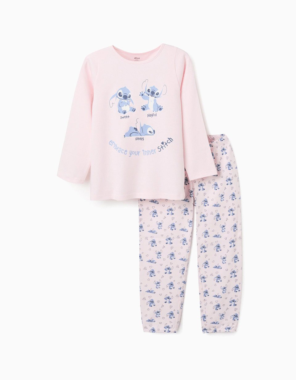 Pyjama qui brille dans le noir avec Stitch pour fille, rose clair