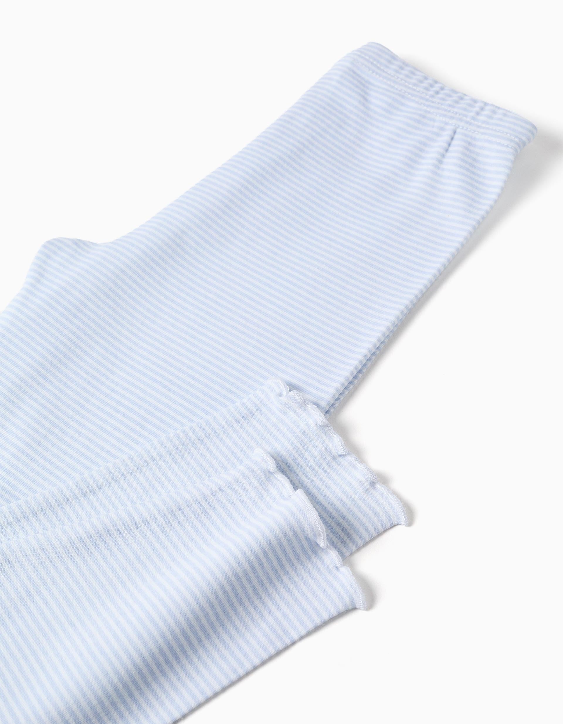 Pyjama long en coton à imprimé Stitch pour fille, blanc/bleu