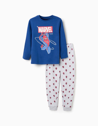 Pyjama qui brille dans le noir Spider-Man pour garçon, bleu/gris