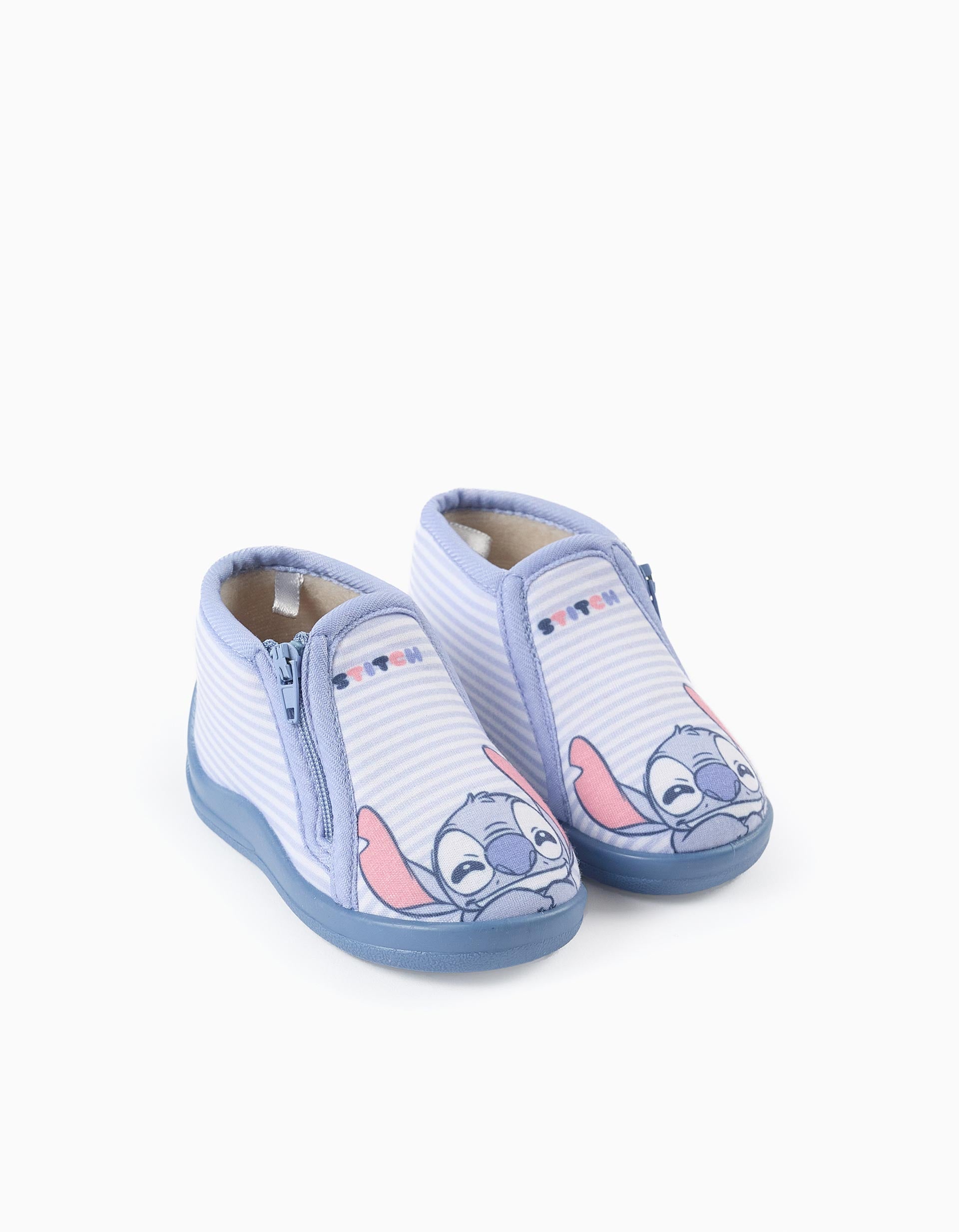 Pantufas com estampado Stitch para bebé e menina, azul/branco