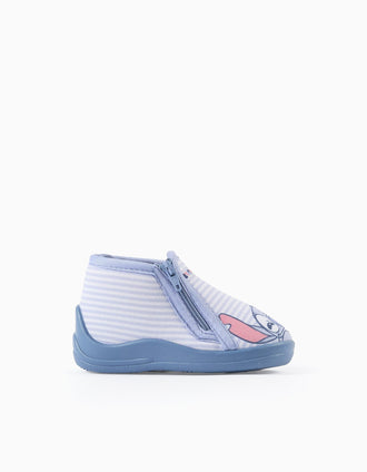 Slippers with Stitch print for babies and girls, blue/white