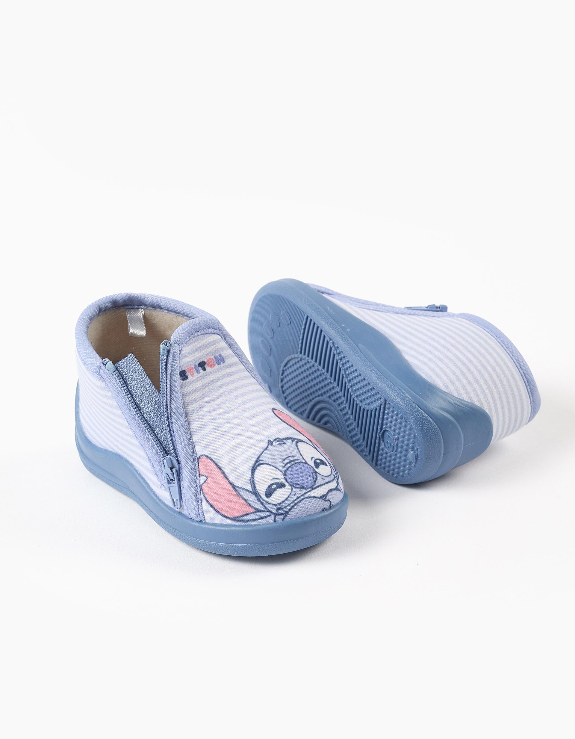 Pantufas com estampado Stitch para bebé e menina, azul/branco