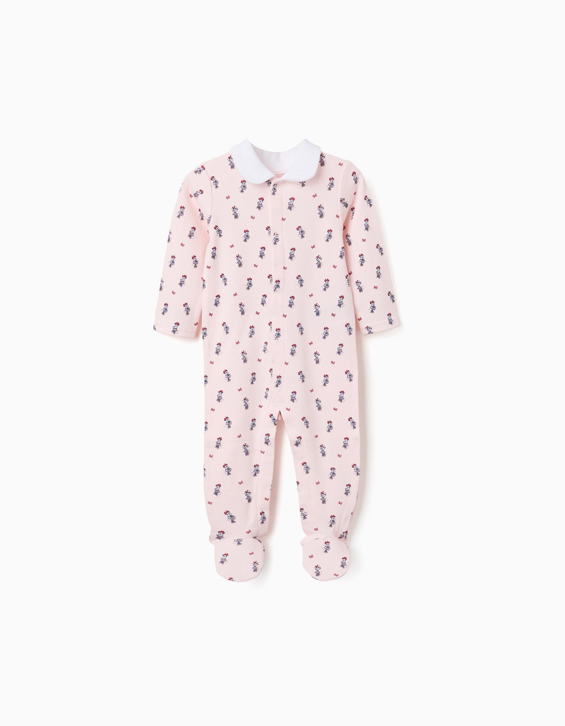 Babygrow sem pés de algodão com a Minnie para recém-nascida e bebé, rosa
