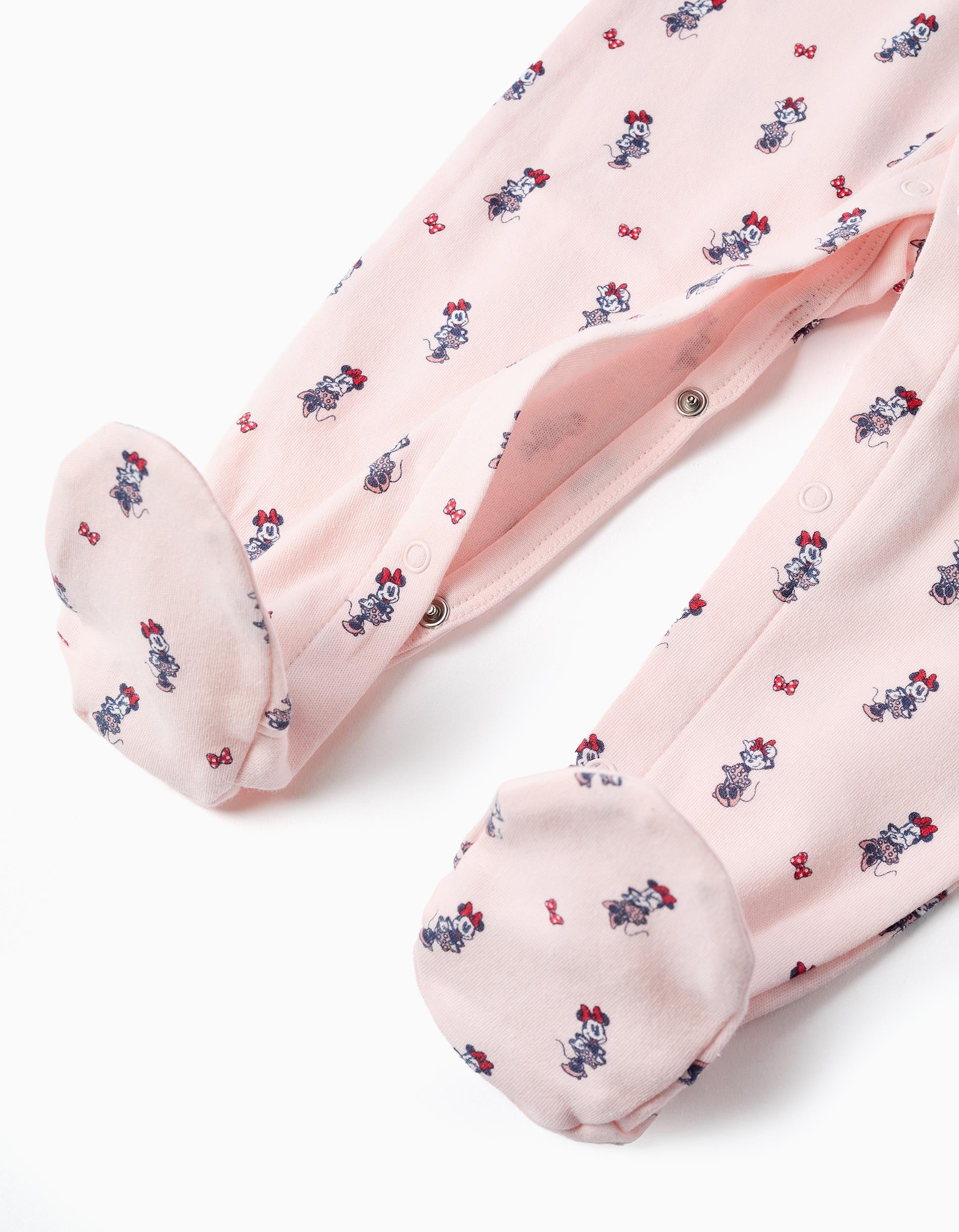 Babygrow sem pés de algodão com a Minnie para recém-nascida e bebé, rosa