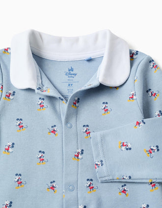 Pelele sin pies de algodón con Mickey para recién nacido y bebé, azul
