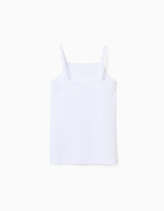 Pack of 3 cotton strap tops for girls, white