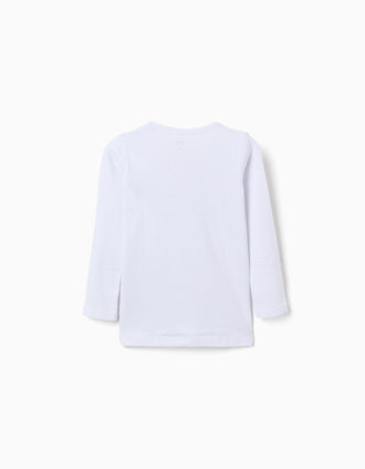Pack of 3 long sleeve cotton undershirts for girls, white